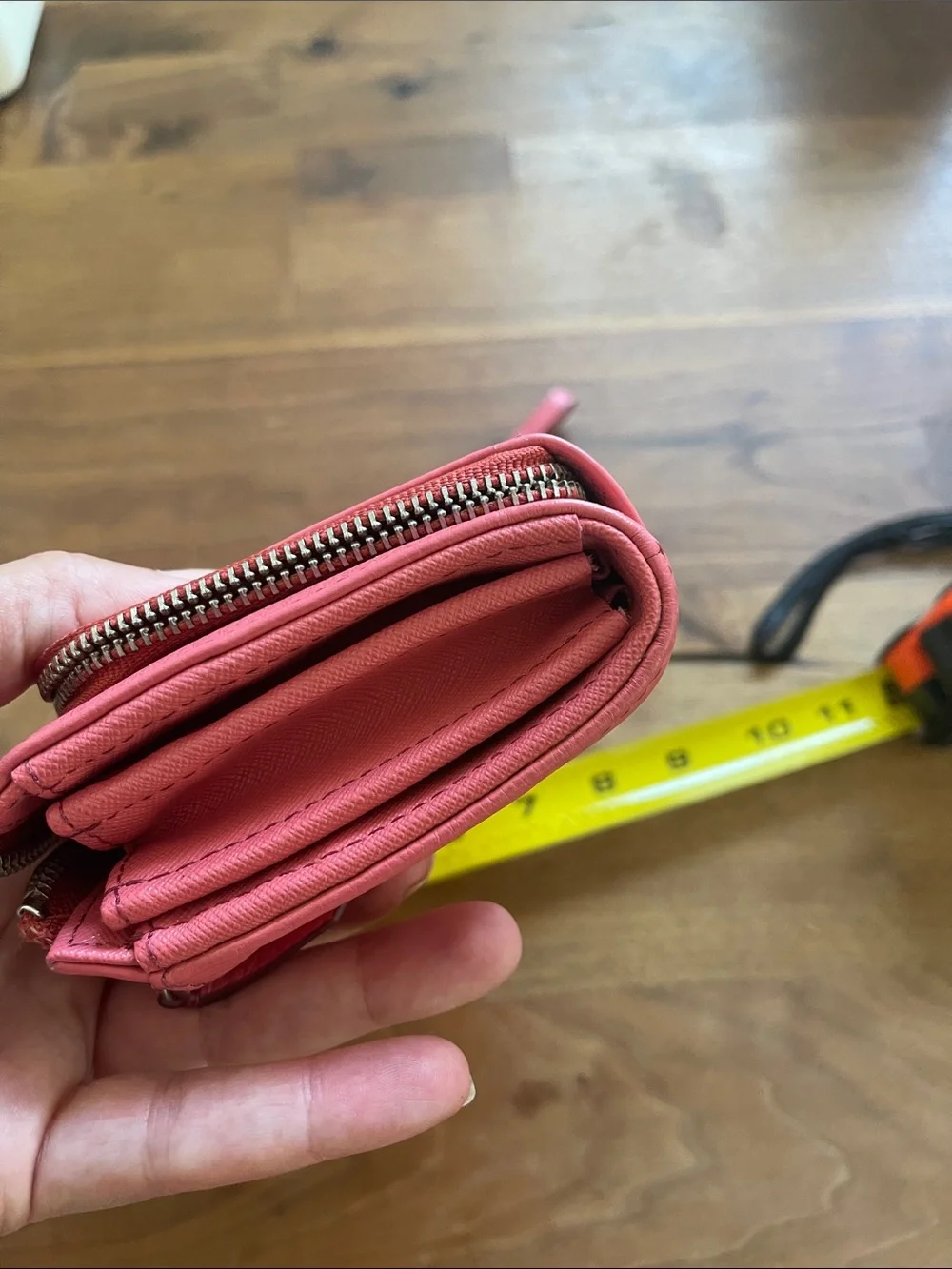 Fossil Coral Pink Leather Wristlet Wallet with Zip Pocket